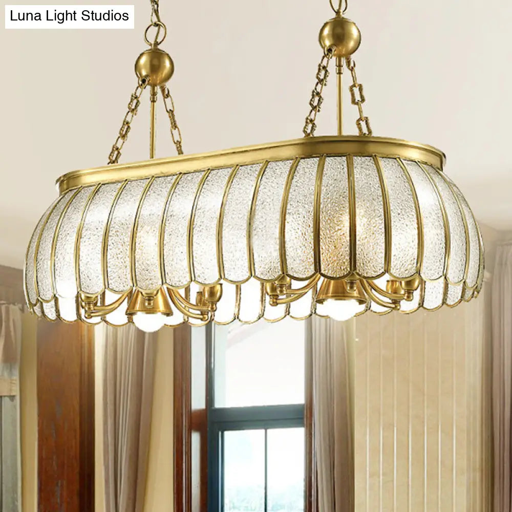 DecorBites™ Gold Colonial Style Bubble Glass Pendant Ceiling Light for Kitchen with 10 Scallop Accented Heads