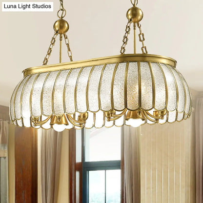 DecorBites™ Gold Colonial Style Bubble Glass Pendant Ceiling Light for Kitchen with 10 Scallop Accented Heads