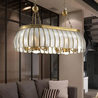 DecorBites™ Gold Colonial Style Bubble Glass Pendant Ceiling Light for Kitchen with 10 Scallop Accented Heads