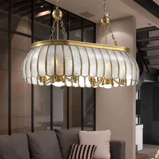 DecorBites™ Gold Colonial Style Bubble Glass Pendant Ceiling Light for Kitchen with 10 Scallop Accented Heads