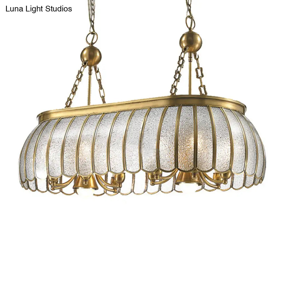 DecorBites™ Gold Colonial Style Bubble Glass Pendant Ceiling Light for Kitchen with 10 Scallop Accented Heads