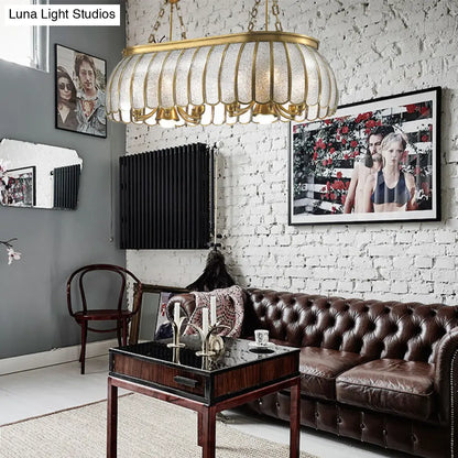 DecorBites™ Gold Colonial Style Bubble Glass Pendant Ceiling Light for Kitchen with 10 Scallop Accented Heads