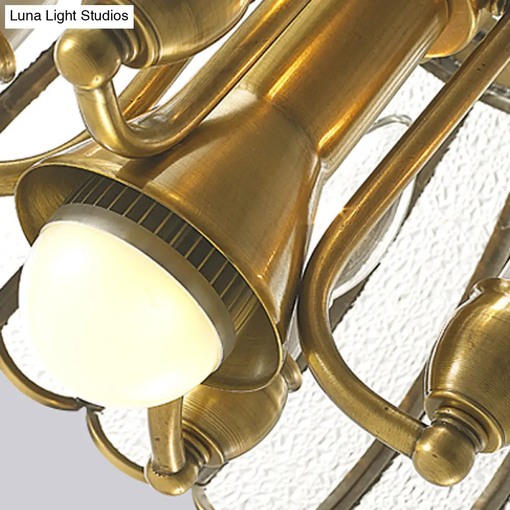 DecorBites™ Gold Colonial Style Bubble Glass Pendant Ceiling Light for Kitchen with 10 Scallop Accented Heads