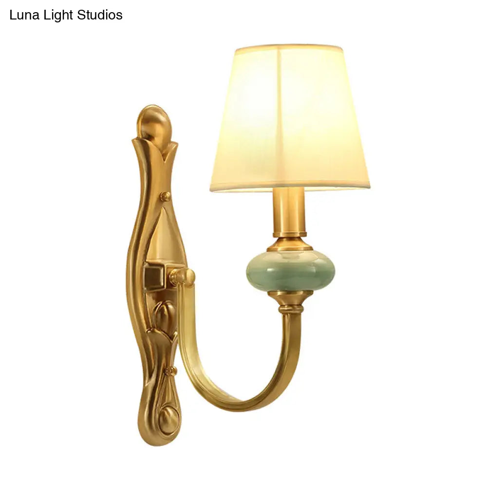DecorBites™ DecorBites™ Gold Cone Fabric Shade Arc Arm Wall Sconce Light