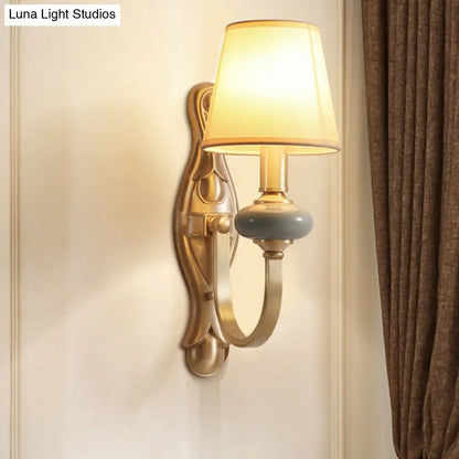 DecorBites™ DecorBites™ Gold Cone Fabric Shade Arc Arm Wall Sconce Light