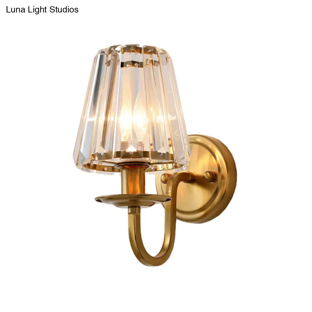 DecorBites™ DecorBites™ Gold Cone Wall Sconce with Crystal & Arched Arm