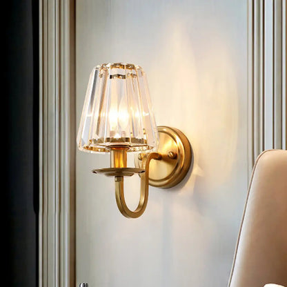 DecorBites™ DecorBites™ Gold Cone Wall Sconce with Crystal & Arched Arm