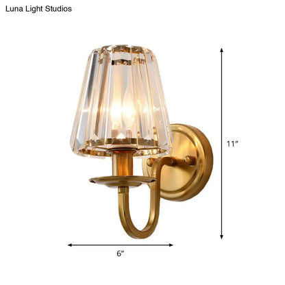 DecorBites™ DecorBites™ Gold Cone Wall Sconce with Crystal & Arched Arm