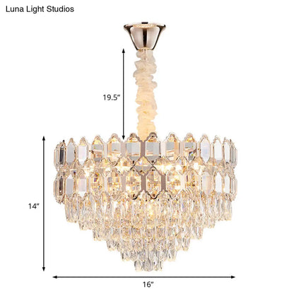 Gold Conical Chandelier with Crystal Shade - Modern 6-Light Hanging Fixture