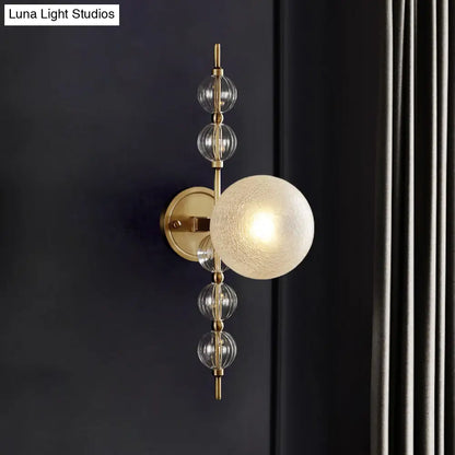 DecorBites™ DecorBites™ Gold Crackle Glass Modern Wall Sconce for Living Room with Round Light Fixture