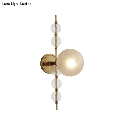 DecorBites™ DecorBites™ Gold Crackle Glass Modern Wall Sconce for Living Room with Round Light Fixture
