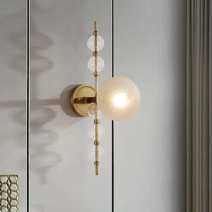 DecorBites™ DecorBites™ Gold Crackle Glass Modern Wall Sconce for Living Room with Round Light Fixture