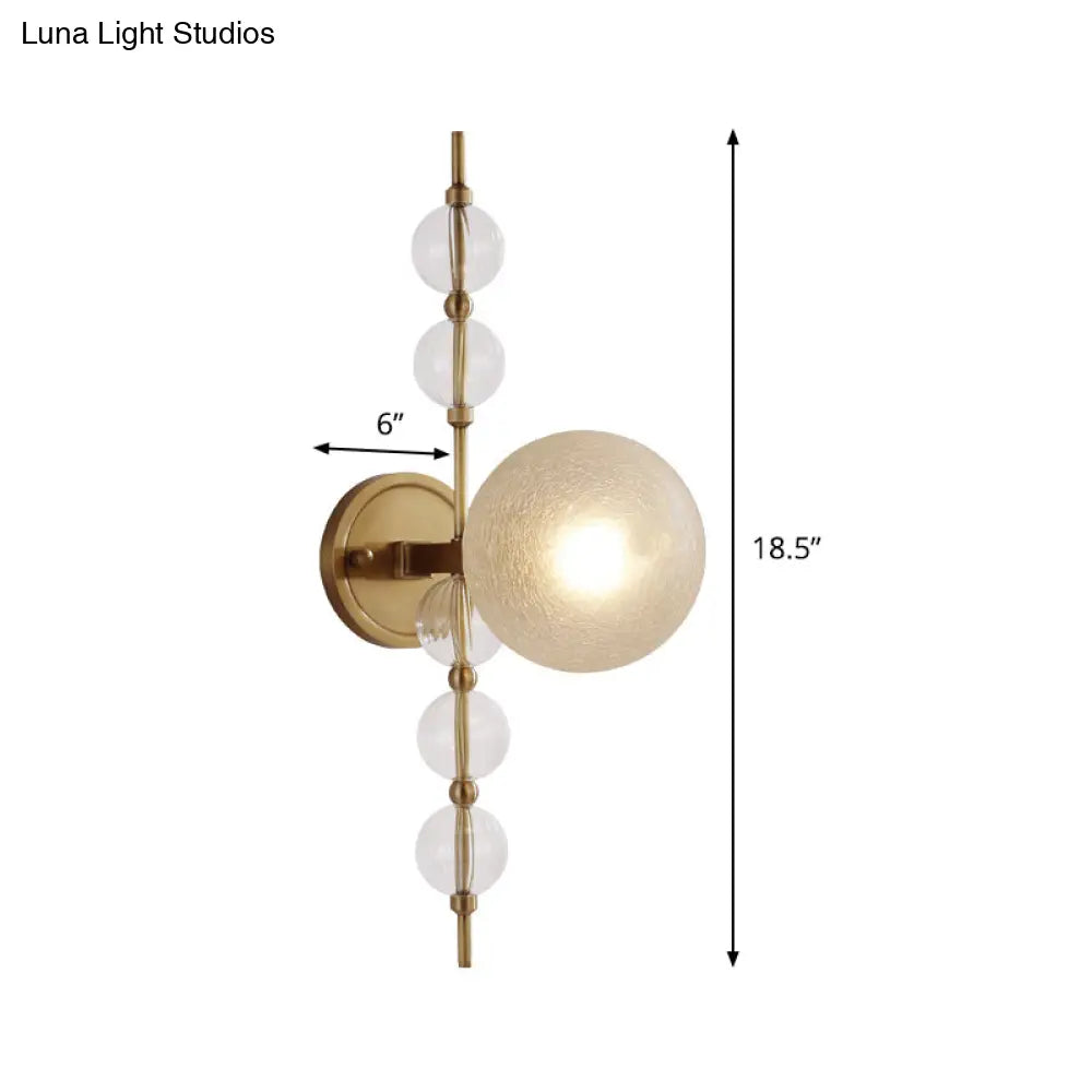 DecorBites™ DecorBites™ Gold Crackle Glass Modern Wall Sconce for Living Room with Round Light Fixture