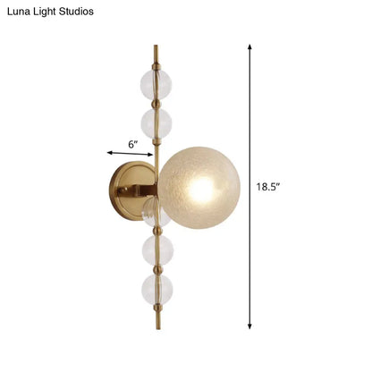 DecorBites™ DecorBites™ Gold Crackle Glass Modern Wall Sconce for Living Room with Round Light Fixture