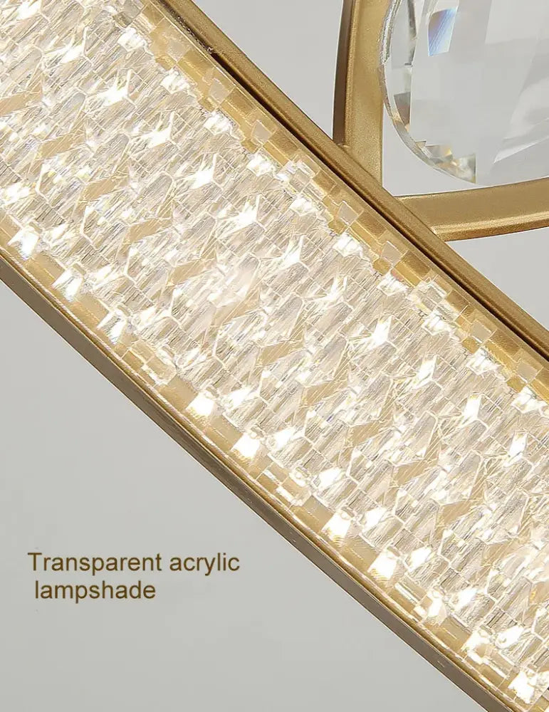 Gold-framed lampshade with transparent acrylic crystals in decorbites crown crystal chandelier pendant light for bedroom