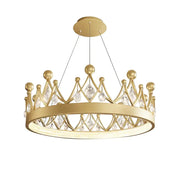 Gold crown crystal chandelier pendant light with crystal accents and circular led ring for bedroom decorbites crown crystal