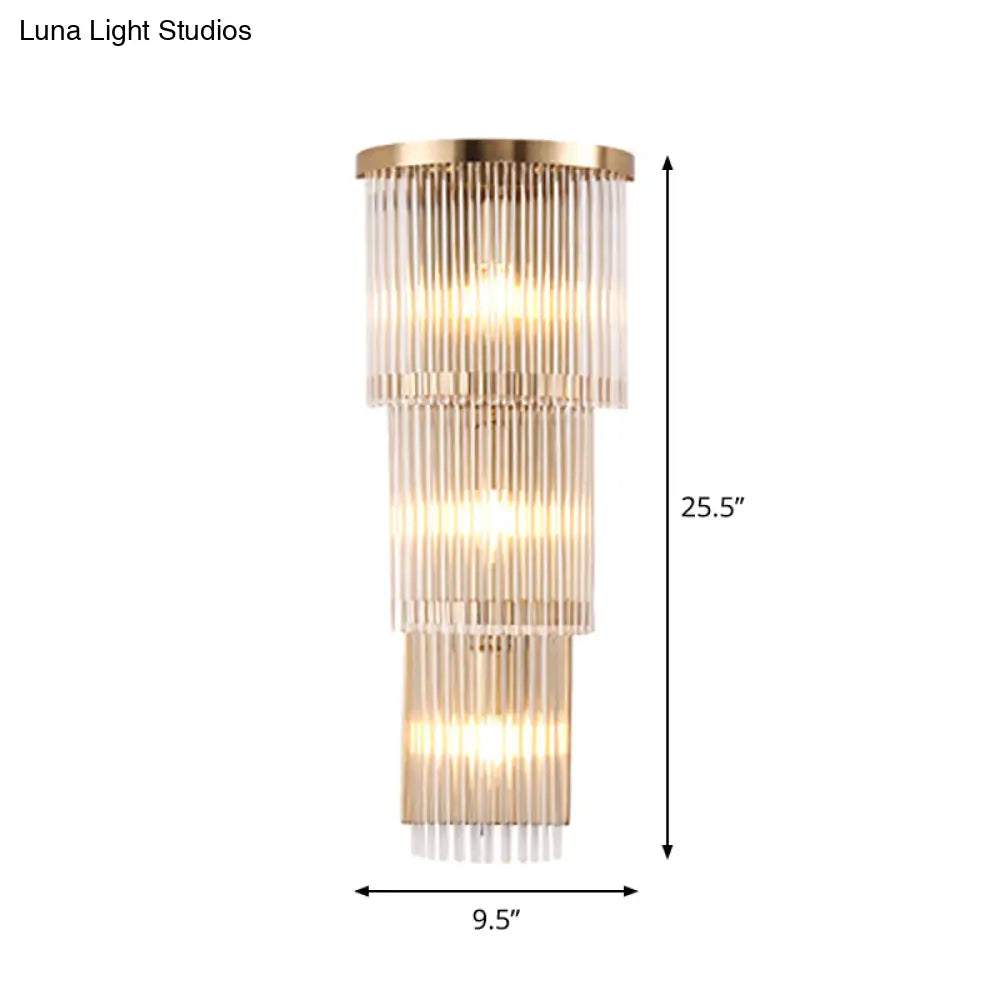 DecorBites™ Gold Crystal Bedside Wall Sconce with 2/3 Tiers and 1/3 Light - Postmodern Triangle Design