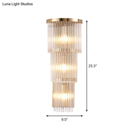 DecorBites™ Gold Crystal Bedside Wall Sconce with 2/3 Tiers and 1/3 Light - Postmodern Triangle Design