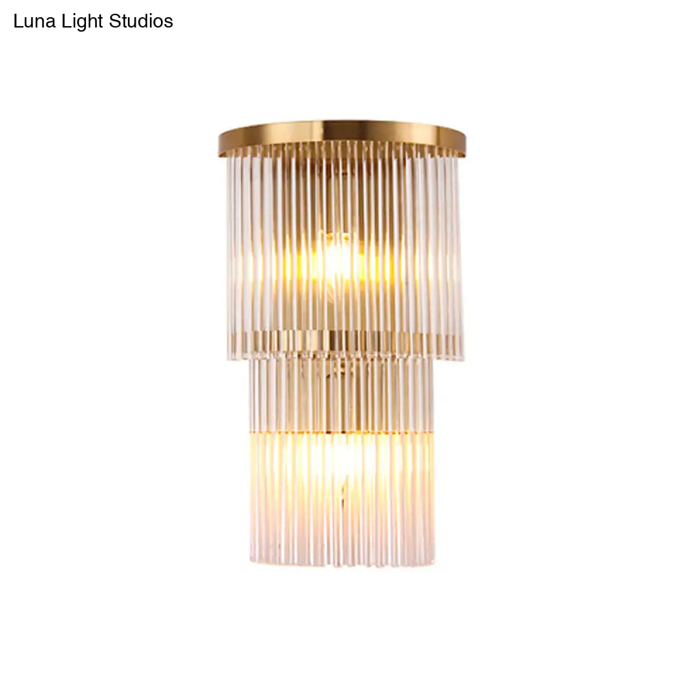 DecorBites™ Gold Crystal Bedside Wall Sconce with 2/3 Tiers and 1/3 Light - Postmodern Triangle Design