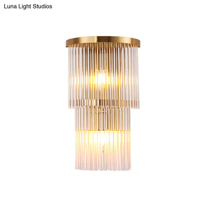 DecorBites™ Gold Crystal Bedside Wall Sconce with 2/3 Tiers and 1/3 Light - Postmodern Triangle Design