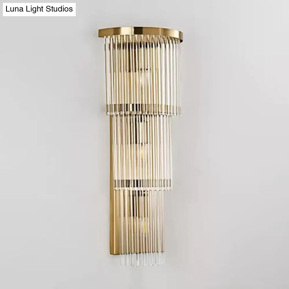 DecorBites™ Gold Crystal Bedside Wall Sconce with 2/3 Tiers and 1/3 Light - Postmodern Triangle Design