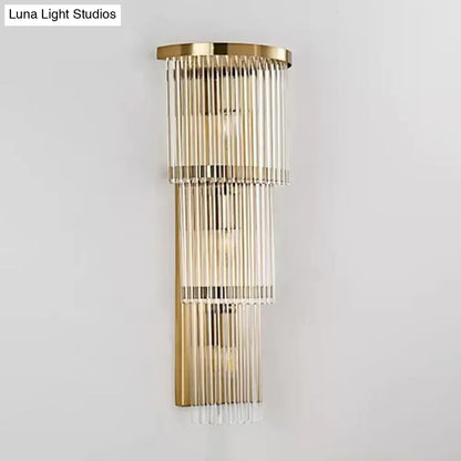 DecorBites™ Gold Crystal Bedside Wall Sconce with 2/3 Tiers and 1/3 Light - Postmodern Triangle Design
