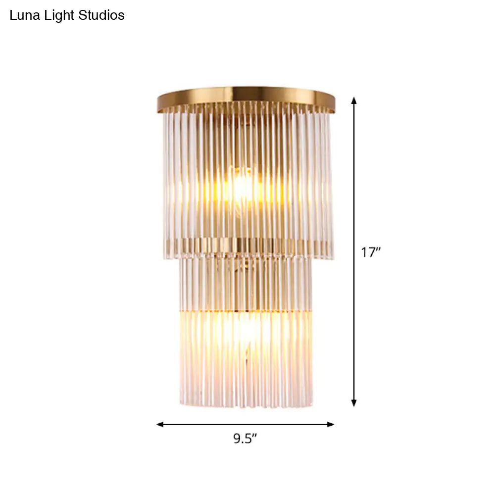 DecorBites™ Gold Crystal Bedside Wall Sconce with 2/3 Tiers and 1/3 Light - Postmodern Triangle Design