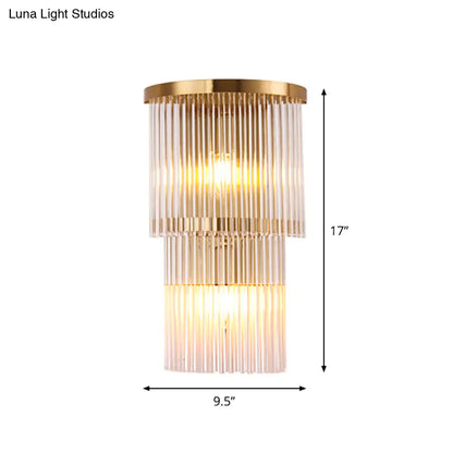DecorBites™ Gold Crystal Bedside Wall Sconce with 2/3 Tiers and 1/3 Light - Postmodern Triangle Design