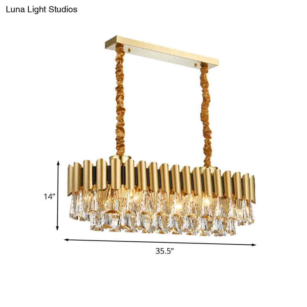 DecorBites™ Gold Crystal Chandelier - Elegant Oval Dining Room Lighting with 12 Heads