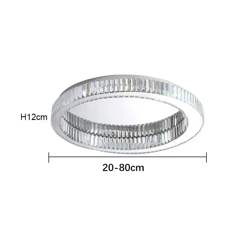 Modern chrome-finished gold crystal circle ceiling chandelier with two concentric rings and faceted crystal accents for living room decorbites crystal circle