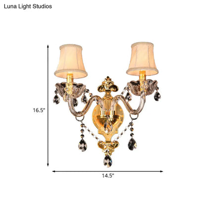 DecorBites™ DecorBites™ Gold Crystal Drip Wall Sconce with Bell Shade - Bedroom Wall Mounted Light, Elegant 2-Bulb Lighting