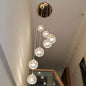 Gold Crystal Encrusted Sphere Pendant – Modern Style Ceiling Hanging Lantern for Staircase