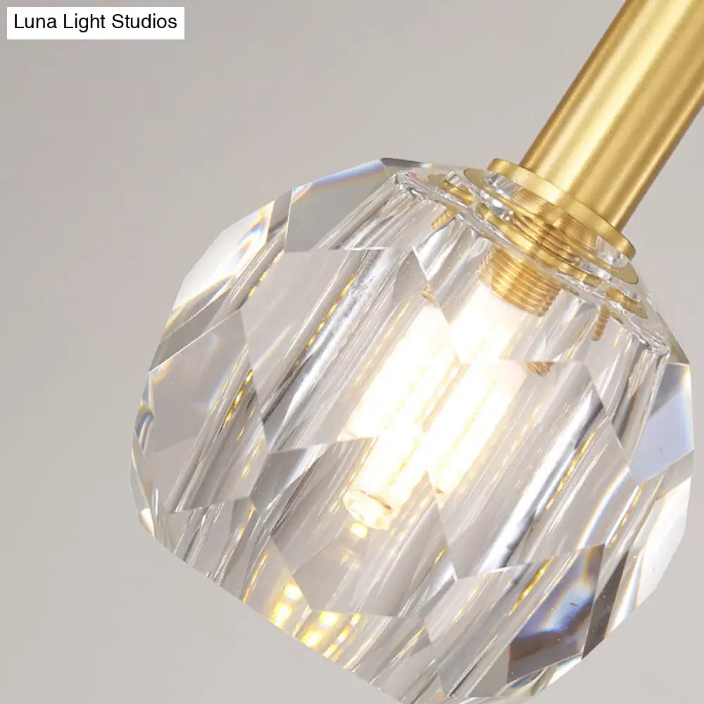 Gold Crystal Faceted Pendant Light Kit for Dining Room