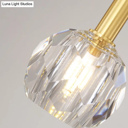 Gold Crystal Faceted Pendant Light Kit for Dining Room