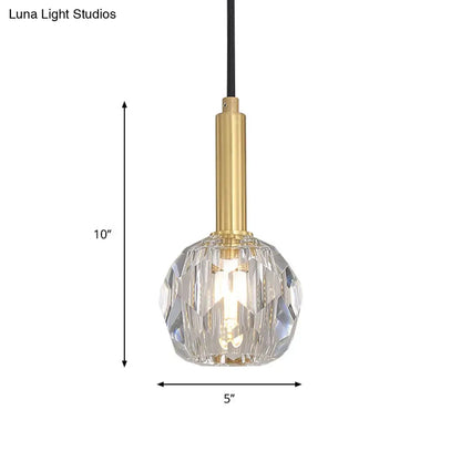 Gold Crystal Faceted Pendant Light Kit for Dining Room