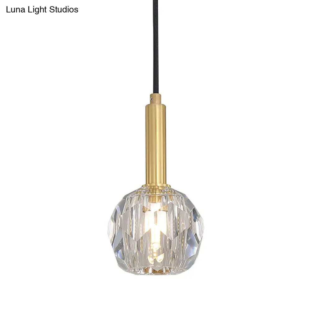 Gold Crystal Faceted Pendant Light Kit for Dining Room