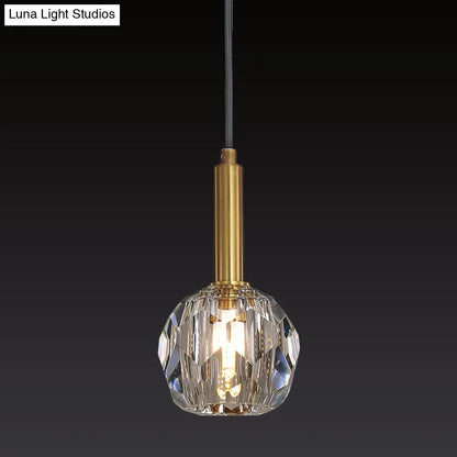 Gold Crystal Faceted Pendant Light Kit for Dining Room