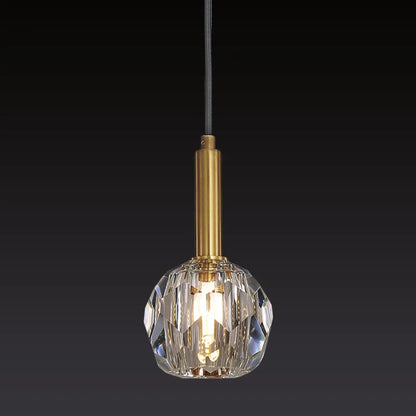 Gold Crystal Faceted Pendant Light Kit for Dining Room