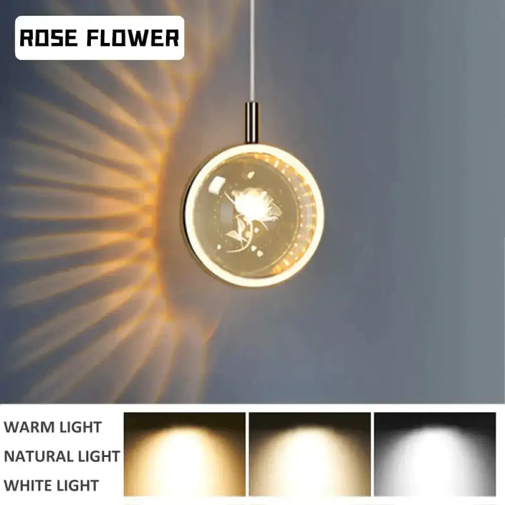 Decorbites™ Clara pendant lights with rose flower design feature warm white led crystal glass and a sleek metallic frame