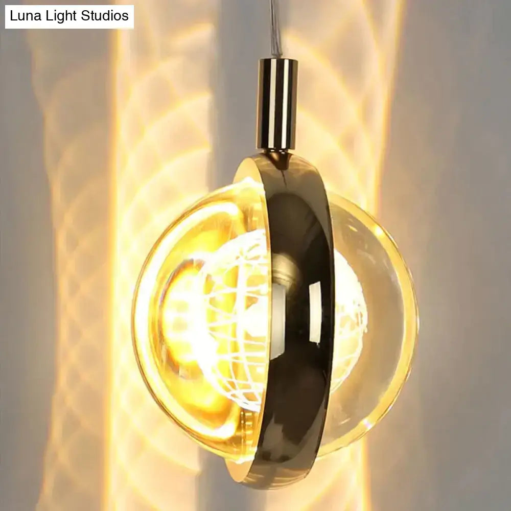 Decorbites™ clara pendant lights with sleek gold-toned frame and clear led crystal glass globe for indoor lighting