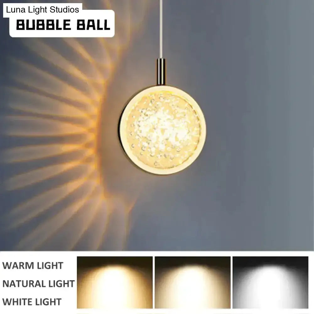 DecorBites™ Clara modern circular pendant light with gold frame and led crystal glass for indoor lighting