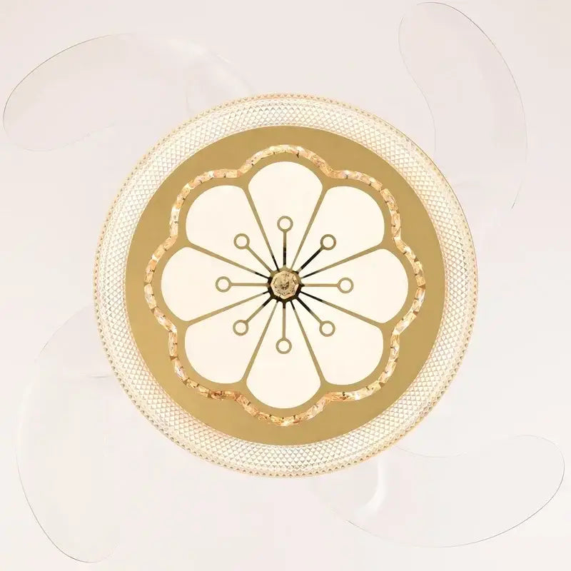 Gold-toned decorbites crystal invisible ceiling fan with floral design illuminated petals and crystal accents for living room