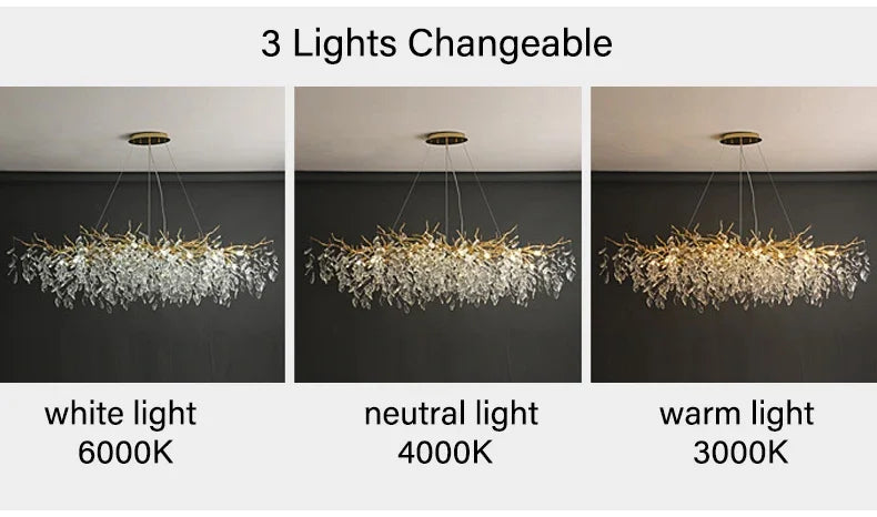 Gold Crystal LED Chandeliers for Home Lighting - Chandelier