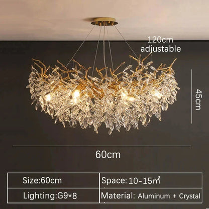 Gold Crystal LED Chandeliers for Home Lighting - Round 60cm / Silver / Neutral light - Chandelier