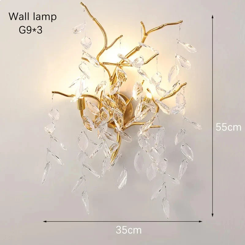 Gold Crystal LED Chandeliers for Home Lighting - Wall lamp / Gold / Warm light - Chandelier