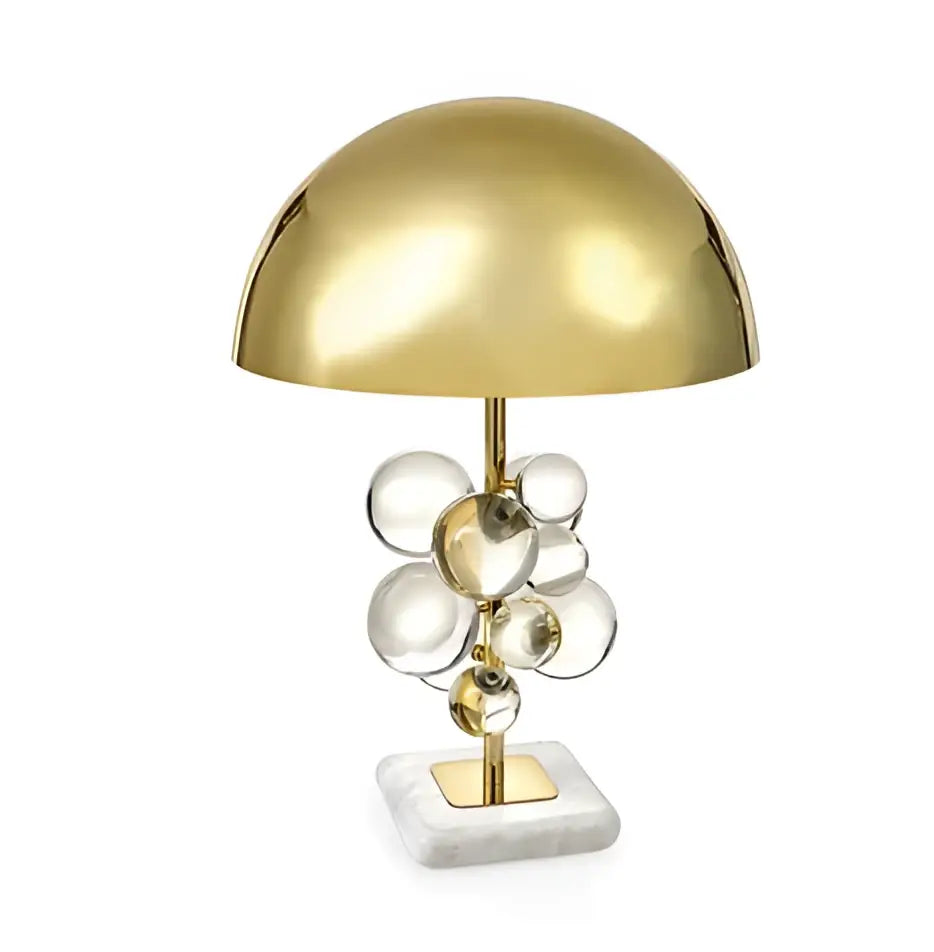 Gold table lamp with clear glass crystal marble bubbles and white marble base for decorbites crystal marble bubble decor