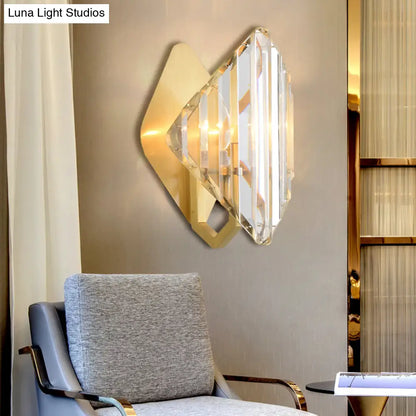 DecorBites™ DecorBites™ Gold Crystal Rhombus Wall Mount Lamp: Post-Modern 1/2-Bulb Lighting Fixture