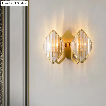 DecorBites™ DecorBites™ Gold Crystal Rhombus Wall Mount Lamp: Post-Modern 1/2-Bulb Lighting Fixture