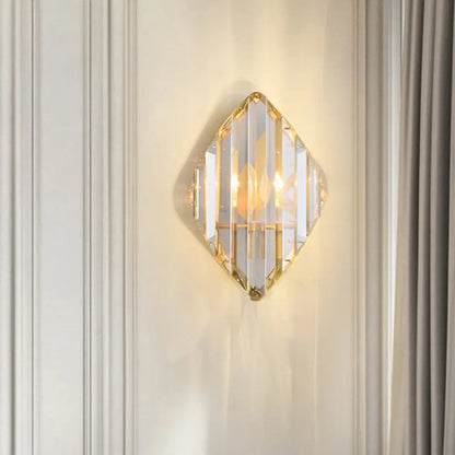 DecorBites™ DecorBites™ Gold Crystal Rhombus Wall Mount Lamp: Post-Modern 1/2-Bulb Lighting Fixture