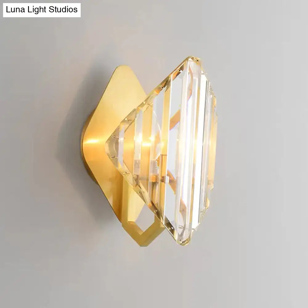 DecorBites™ DecorBites™ Gold Crystal Rhombus Wall Mount Lamp: Post-Modern 1/2-Bulb Lighting Fixture